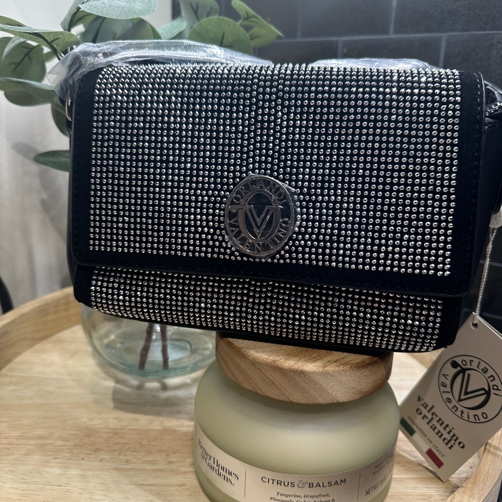 Valentino Orlandi Black and Silver Crystal Clutch